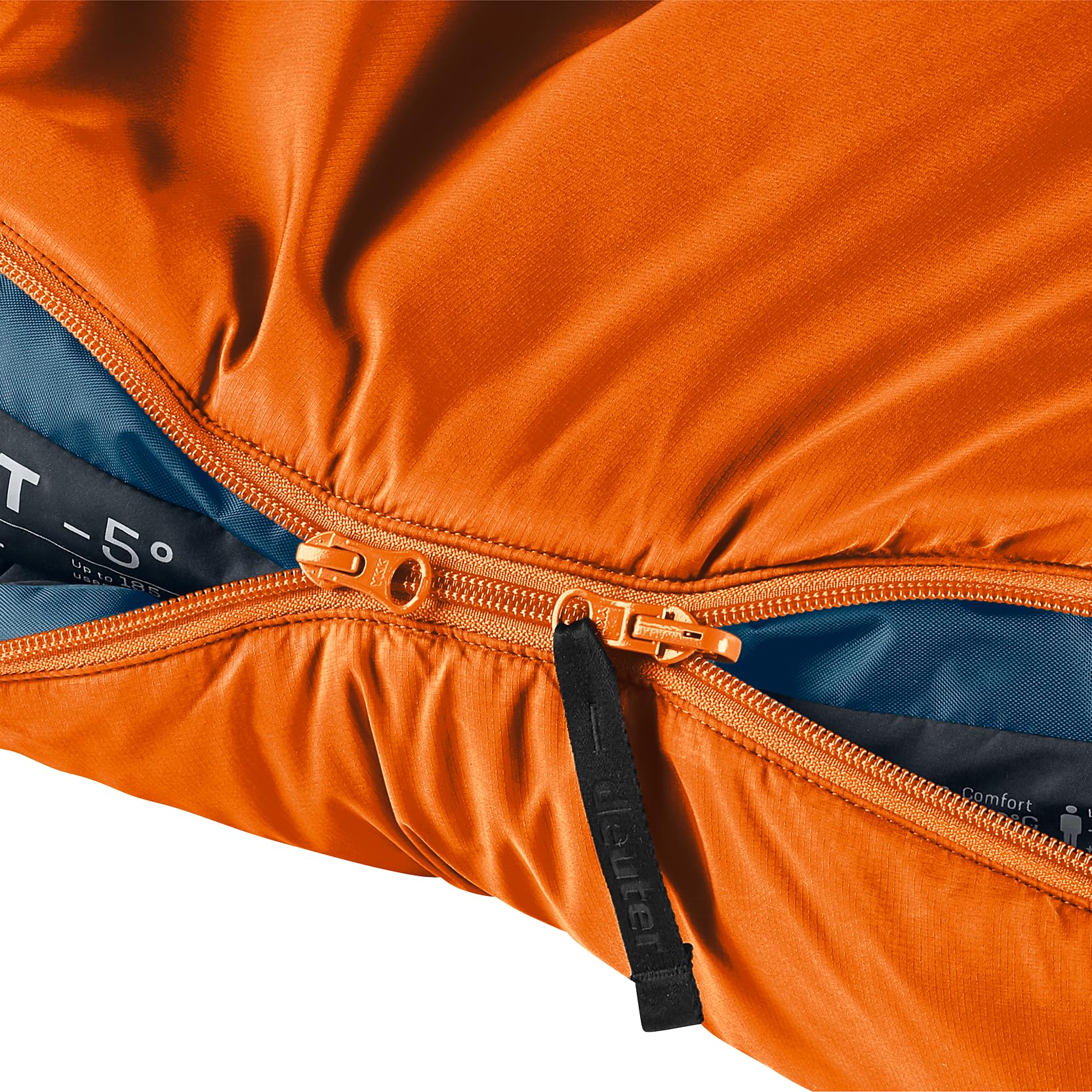 deuter-orbit-5-el-extra-long-kunstfaser-schlafsack-chestnut-ink-left-zip image 5